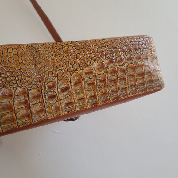 Brahmin Isabelle Croc Embossed Leather Cross Body Shoulder Bag Brown - Picture 6 of 9